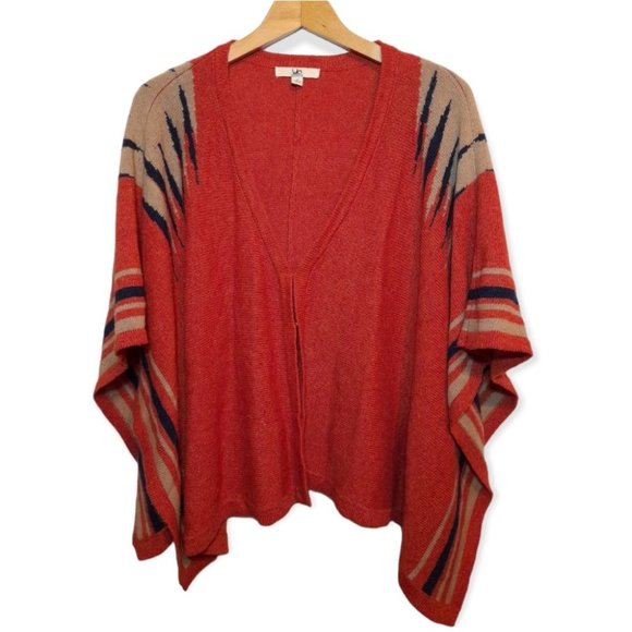 YA Los Angeles Boho Western Knit Poncho | Rust Orange Festival Cape Small - Picture 1 of 12